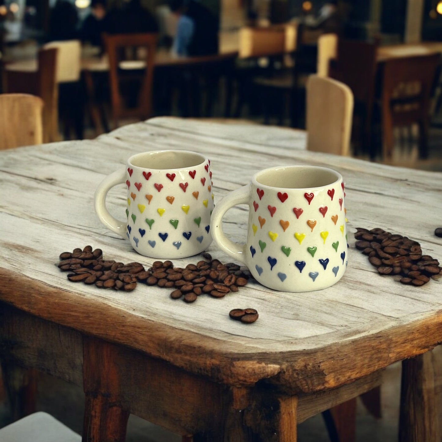 Colorful Hearts Mugs Set of 6