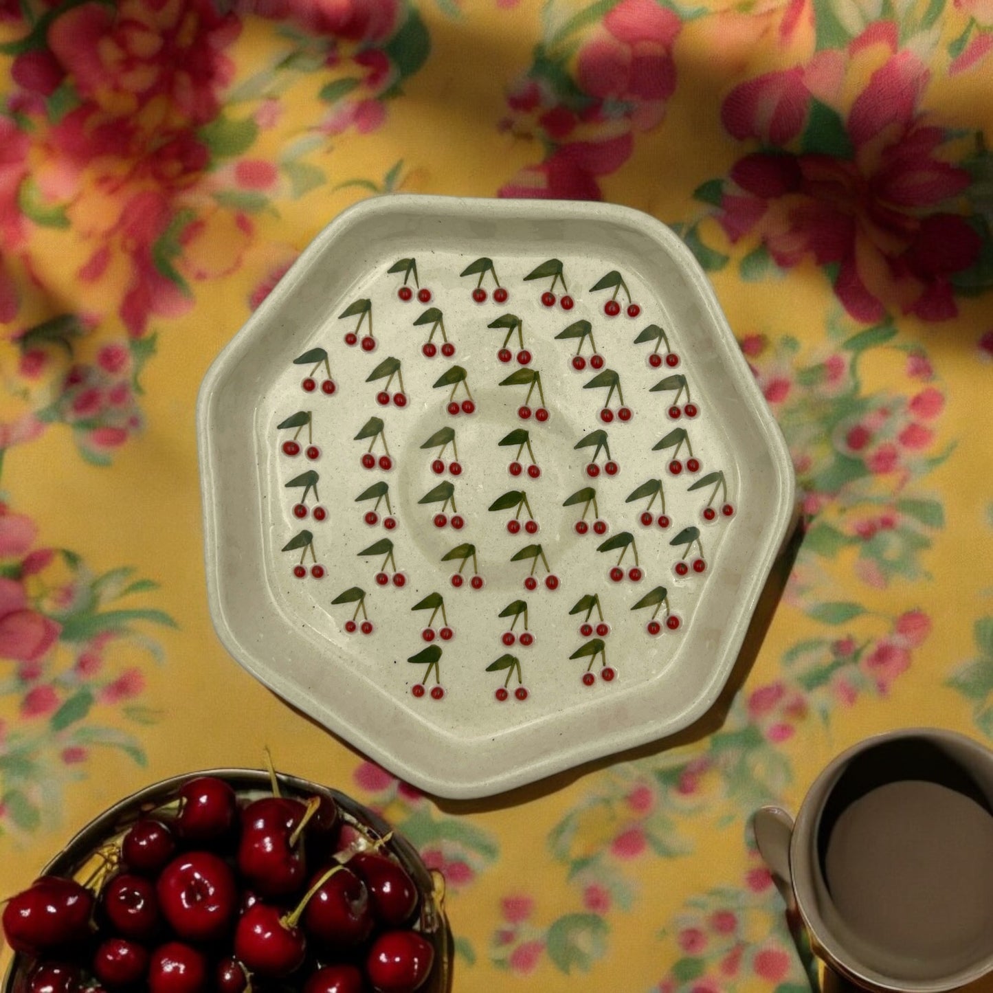 Four Cherry Snack/Dessert Plates