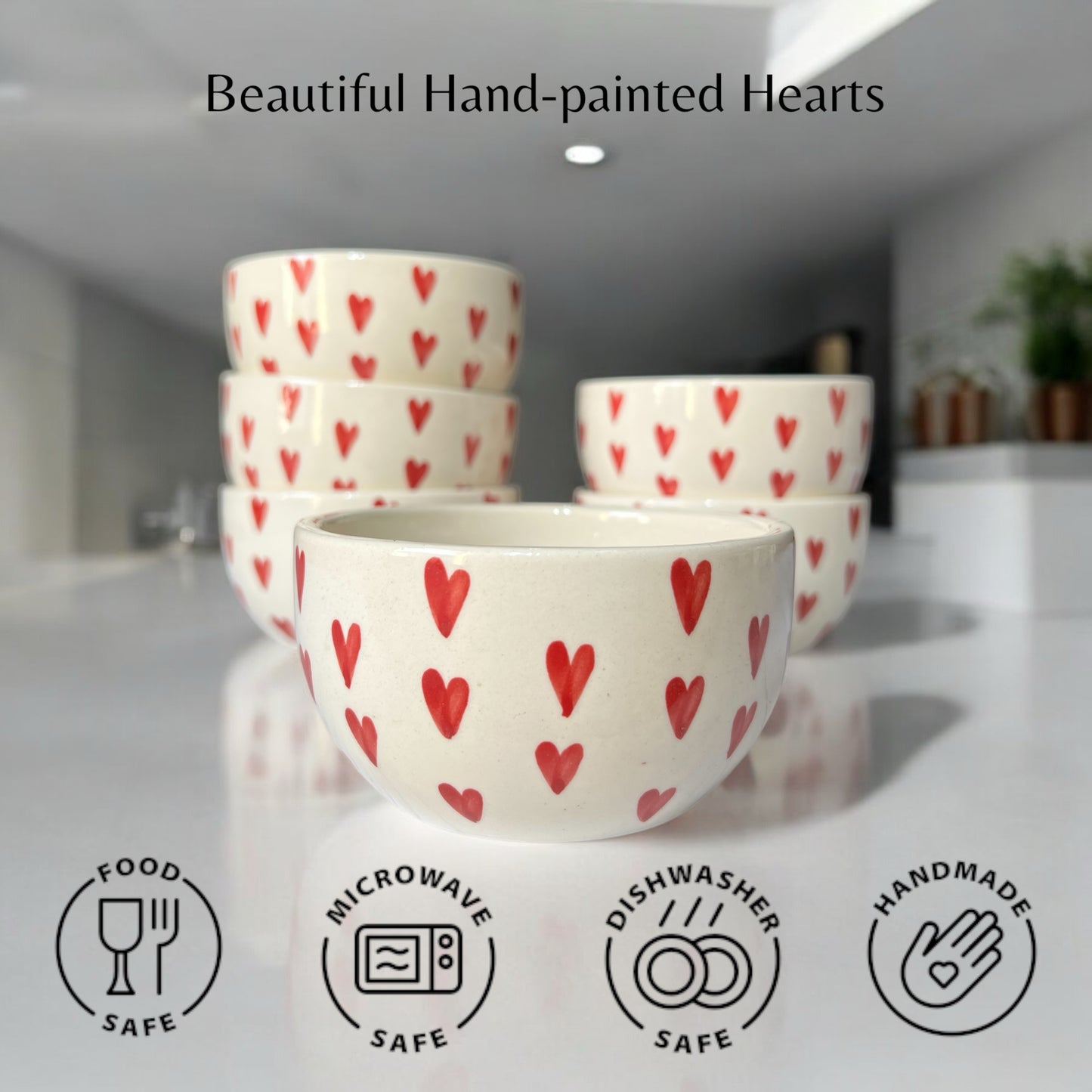 Red Heart Soup Bowls Set