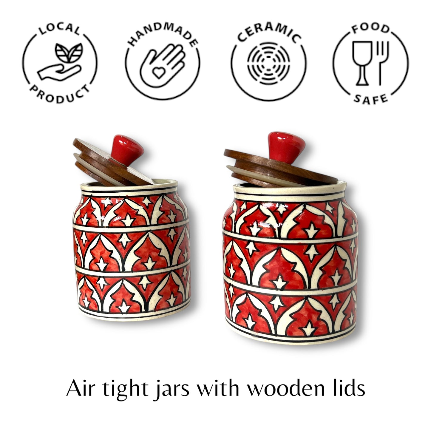 Red Mughal Garden Jar (Set of 1)