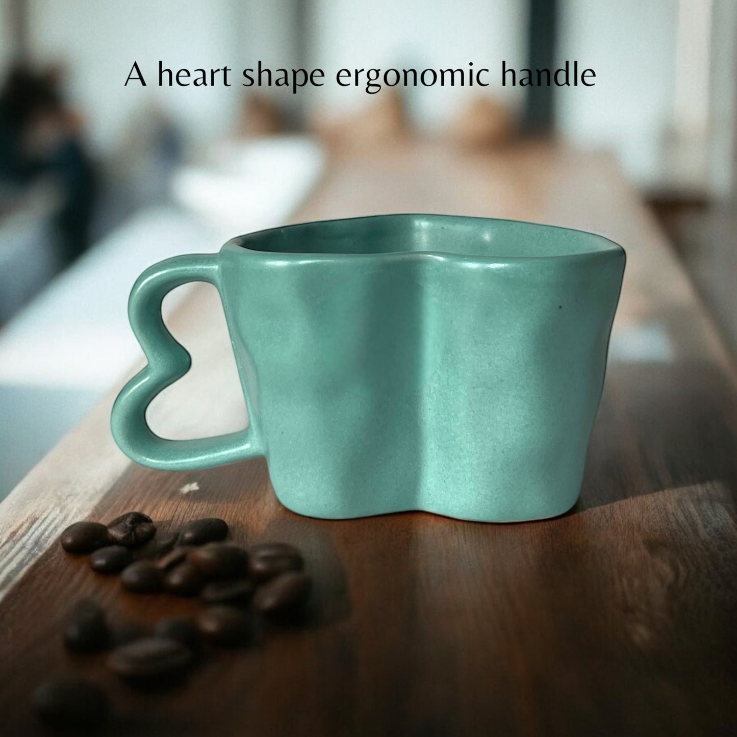 Aqua Green Hearts Coffee Mugs