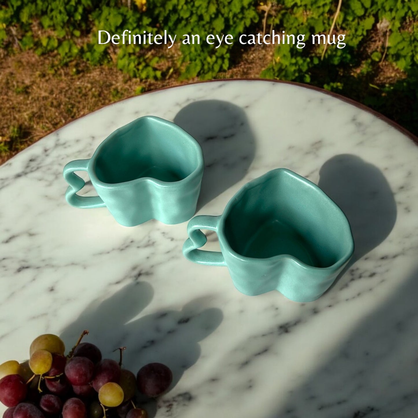 Aqua Green Hearts Coffee Mugs