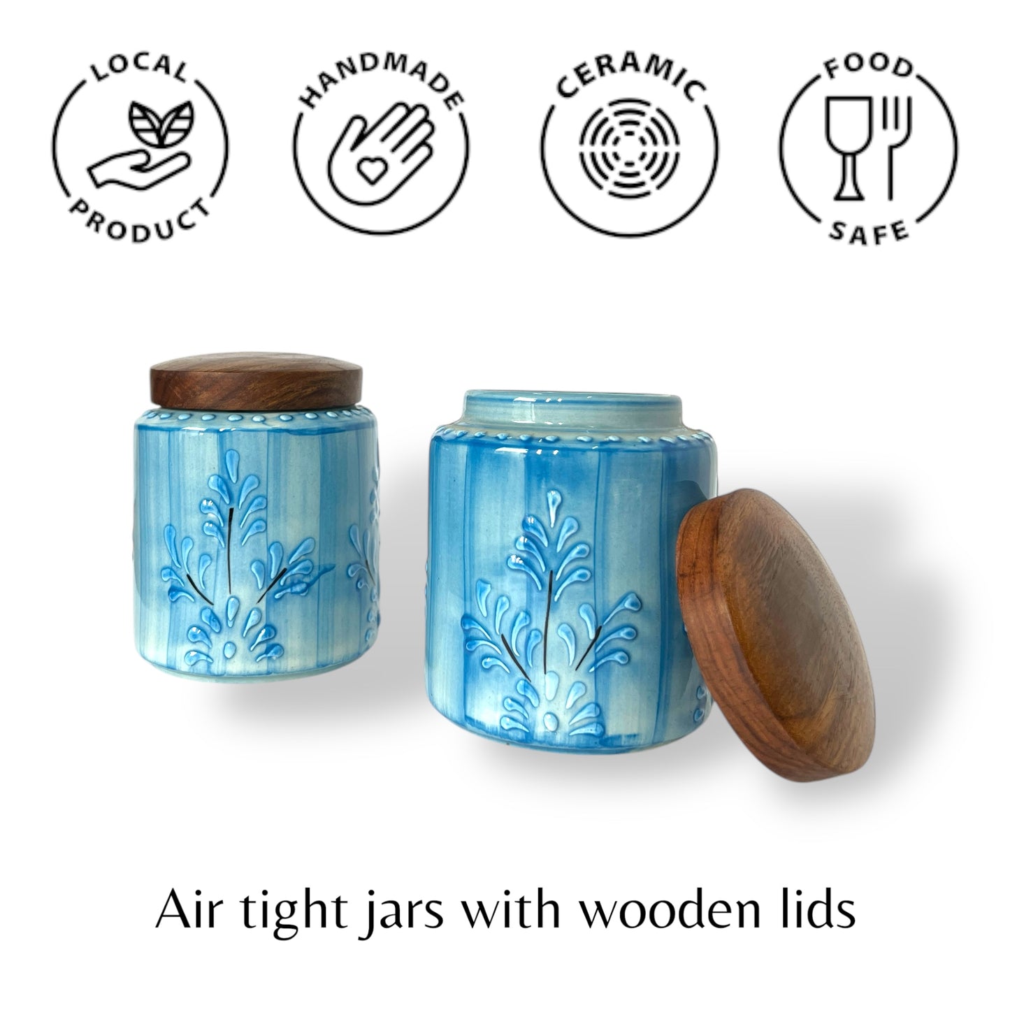 Embossed Blue Jar (Set of 1)
