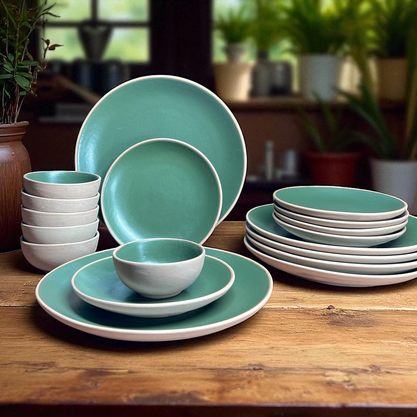Earthy Green Dinner set (18pcs)