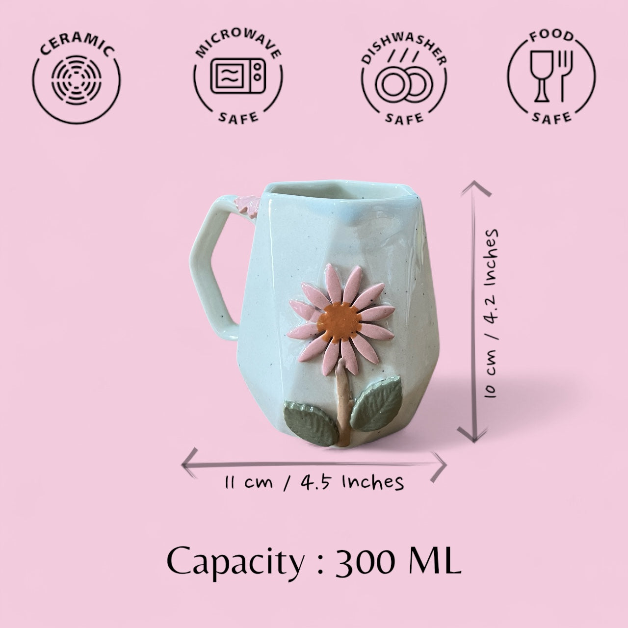 Diamond Cut Flower Mug