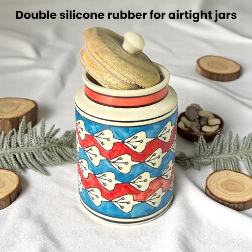 Two Red and Blue Jars