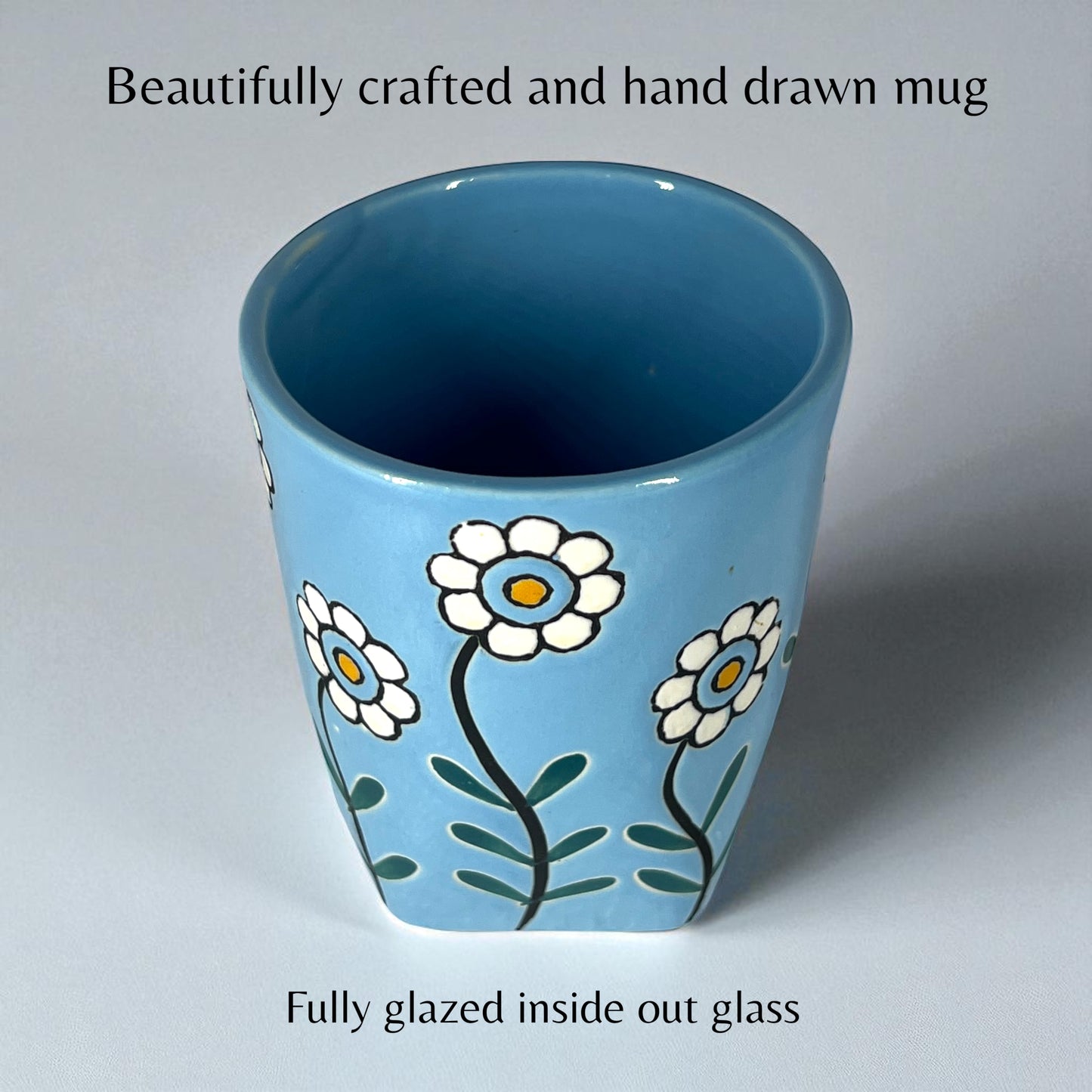 Floral Blue Glass
