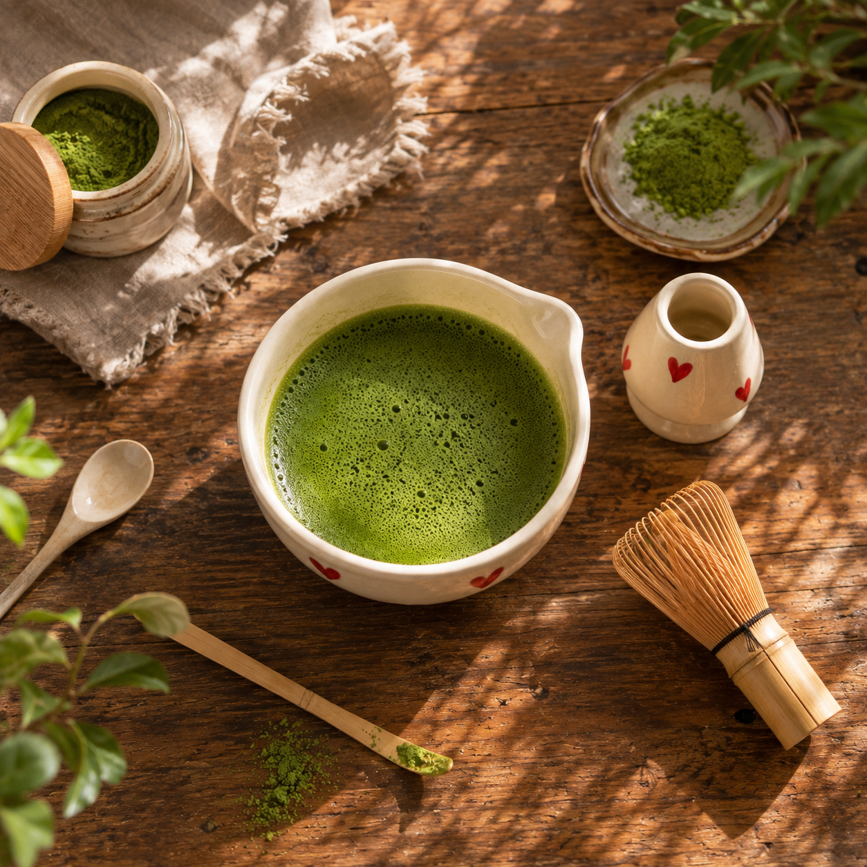 Hearts Matcha Bowl Set