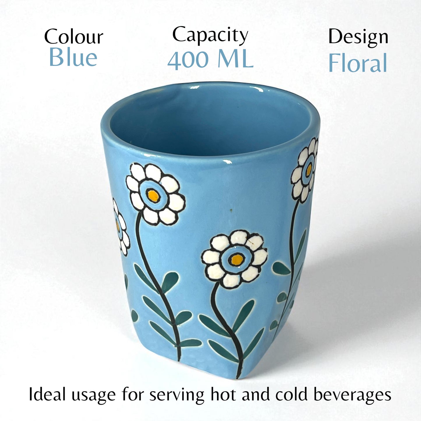 Floral Blue Glass