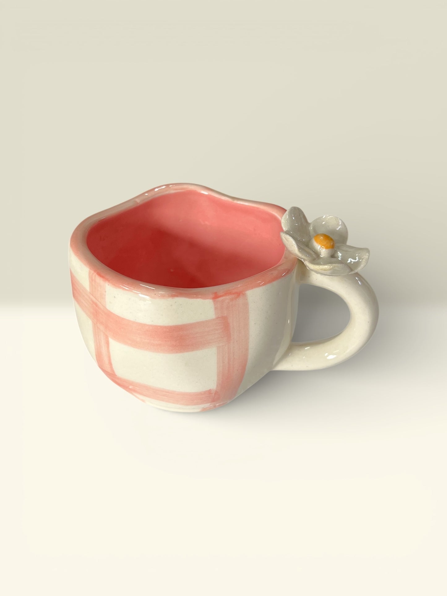 Pink Check Mugs