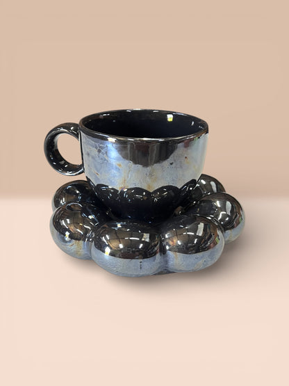 Sparkling Black Mug and Saucer (Pack of 1)