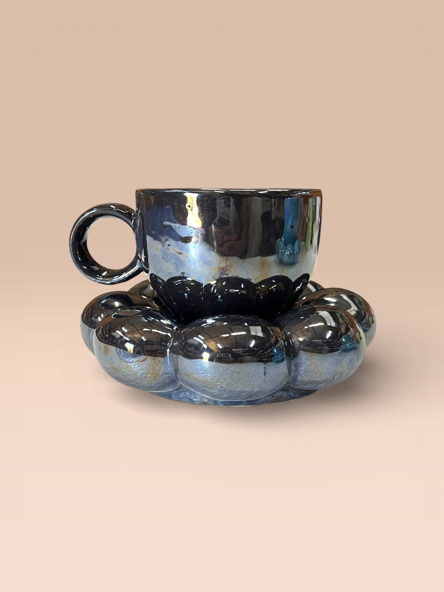 Sparkling Black Mug and Saucer (Pack of 1)