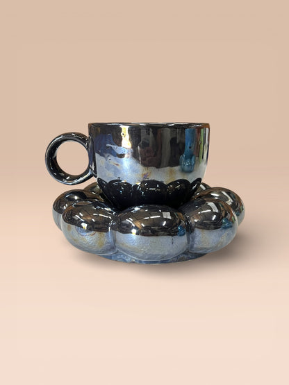 Sparkling Black Mug and Saucer (Pack of 1)