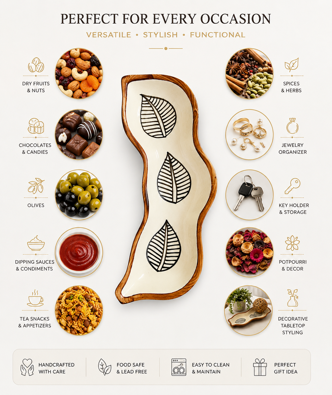 Leaf Brown Artisan Tray