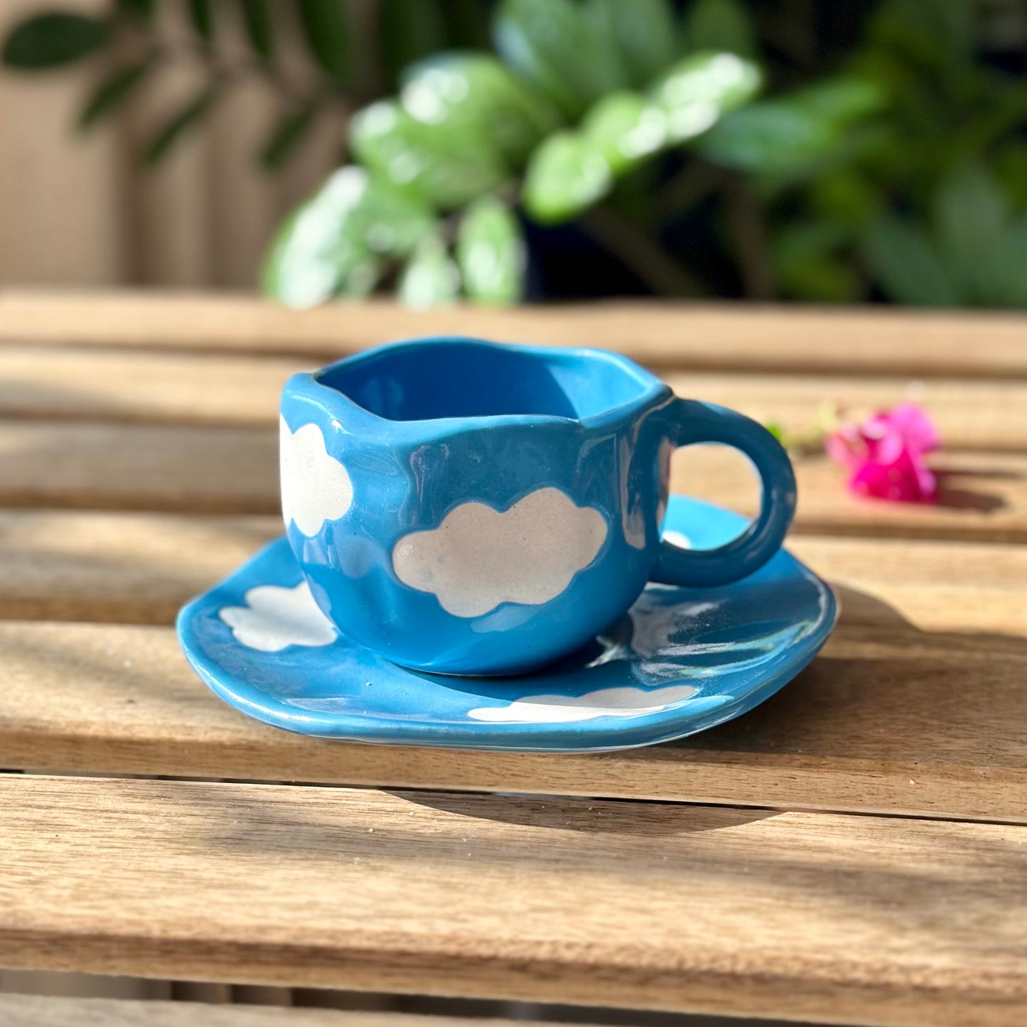 Blue Cloud Mug with Desert Plate