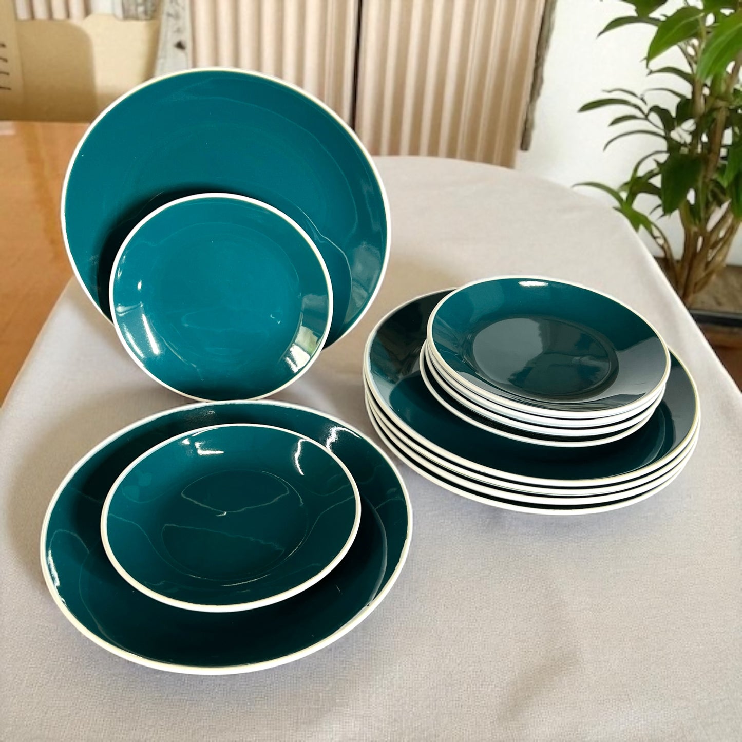 Peacock Green Dinner Set (12 Pcs)