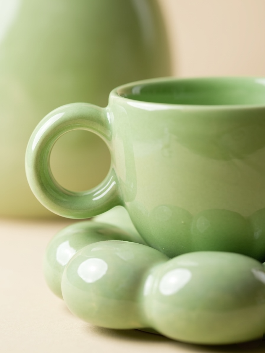Marble Green Mug and Saucer