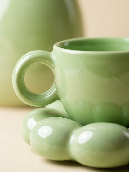 Marble Green Mug and Saucer