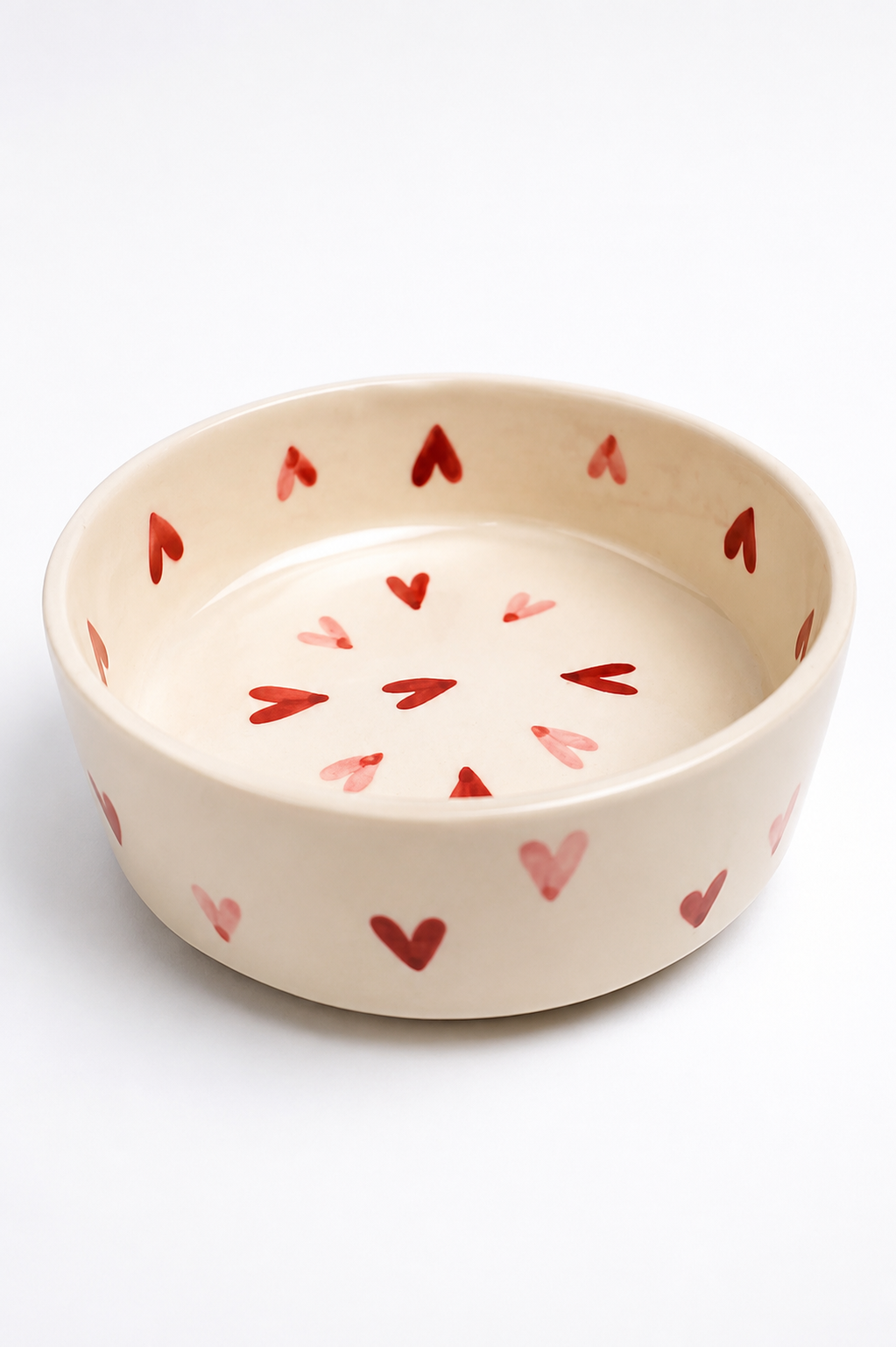Heart Patterned Flat Snack Bowl