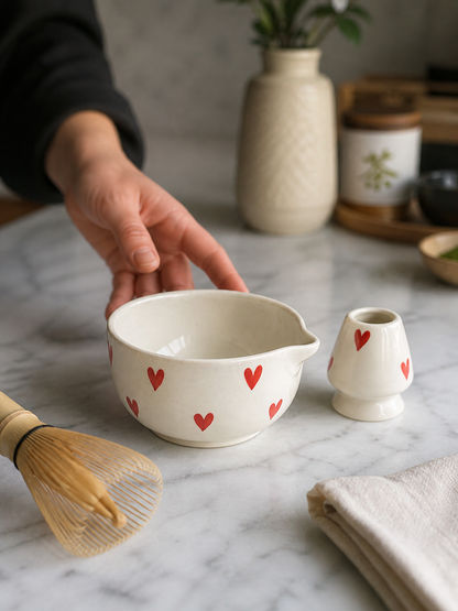 Hearts Matcha Bowl Set