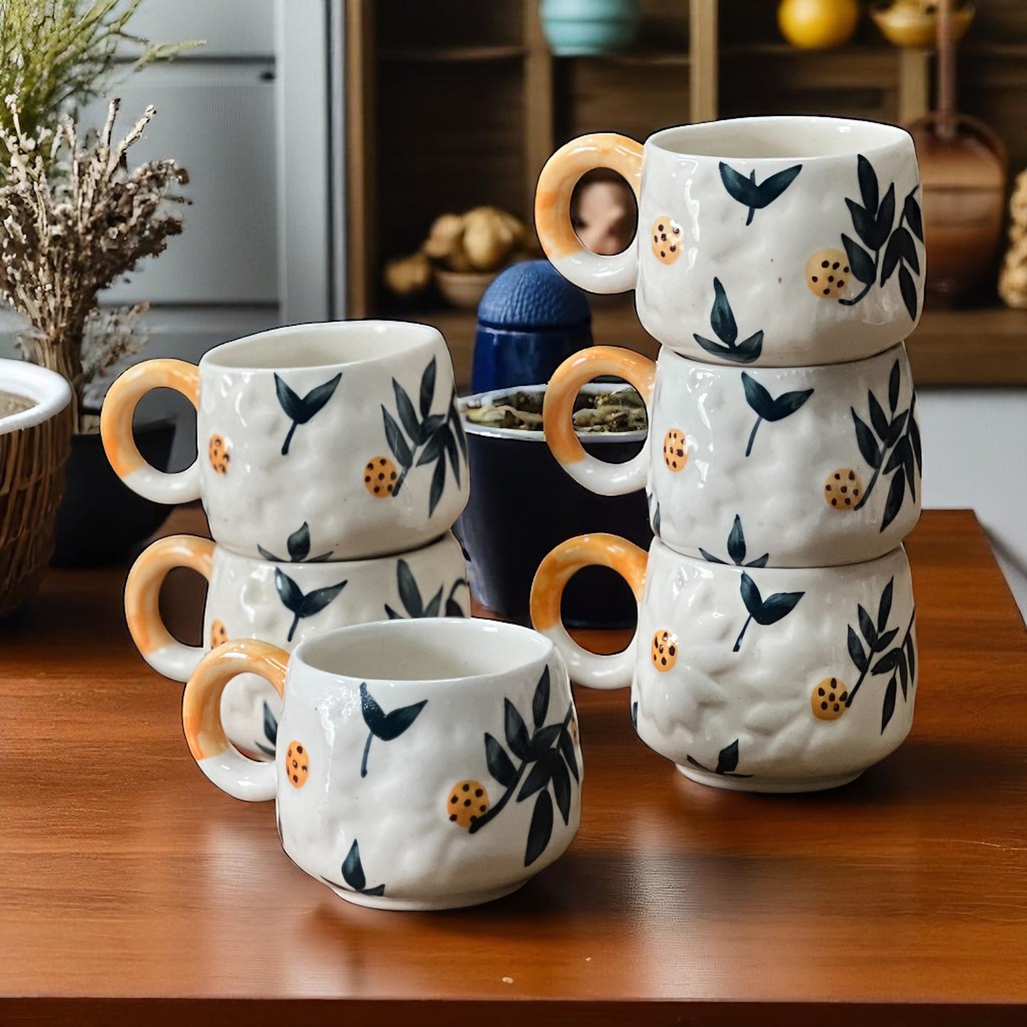 Daisy Flower Mug Set of 6