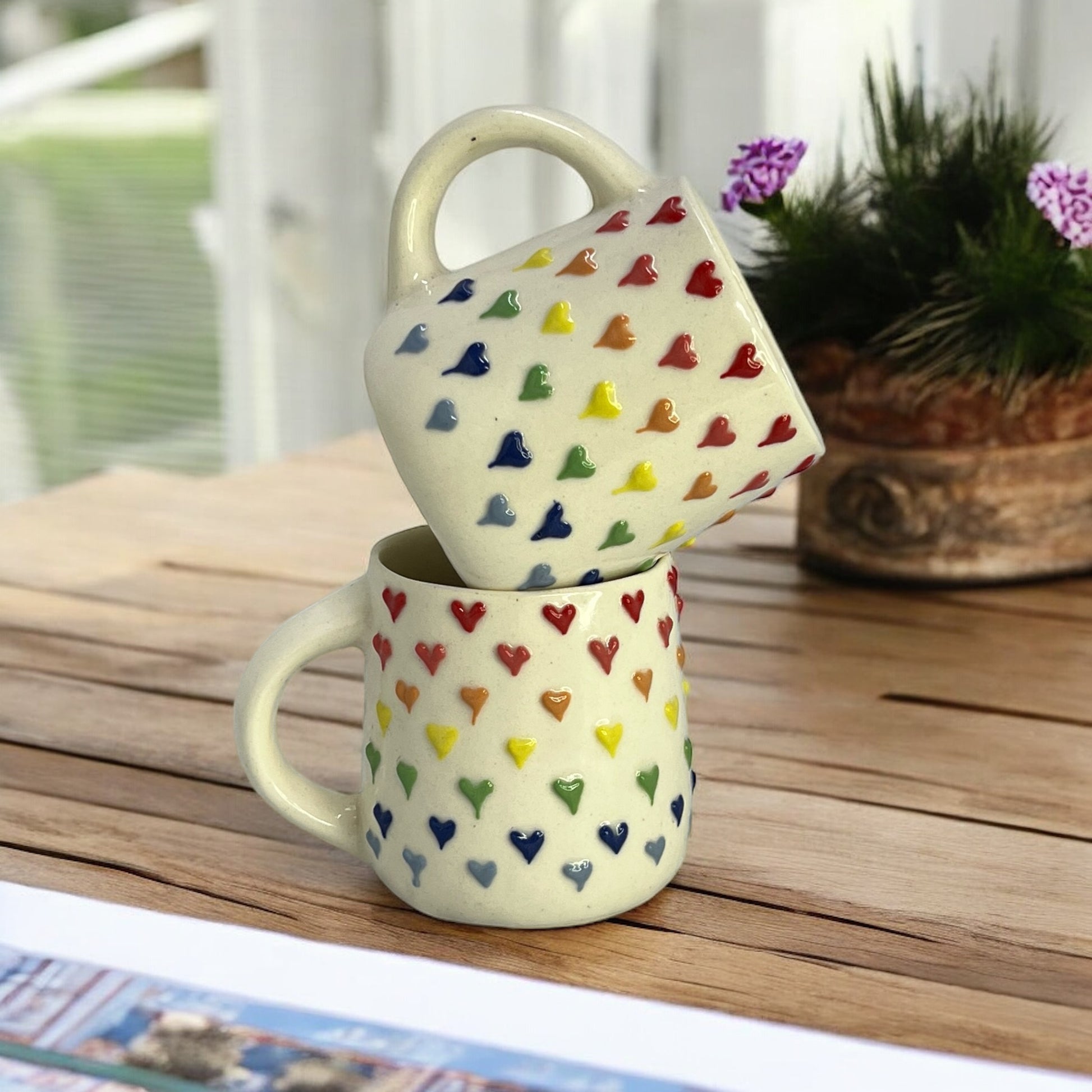 Colorful Hearts Mugs Set of 6