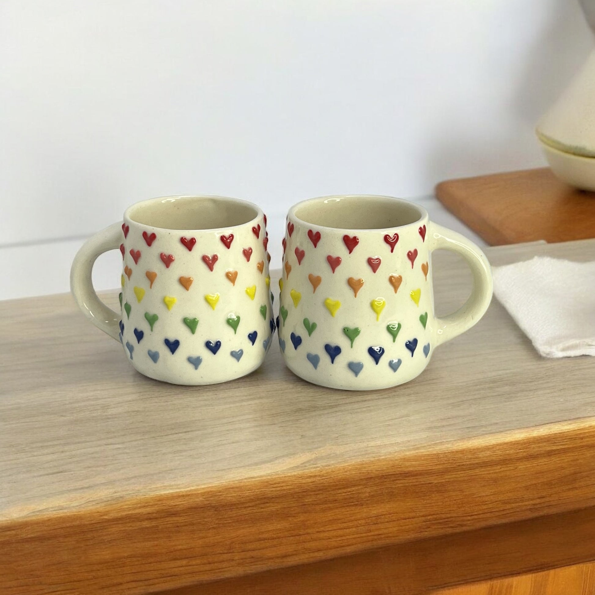 Colorful Hearts Mugs Set of 6