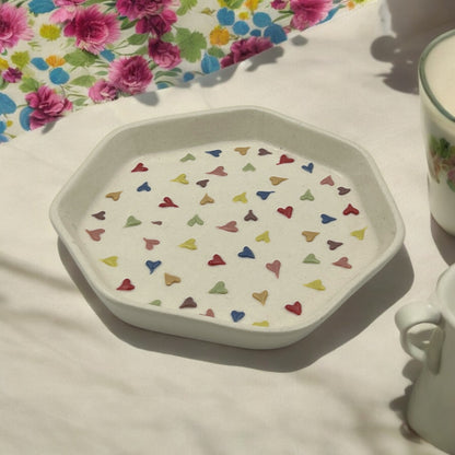 Four Rainbow Hearts Snack/Dessert Plates