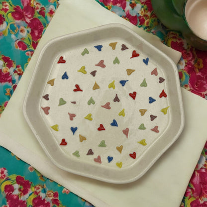 Four Rainbow Hearts Snack/Dessert Plates