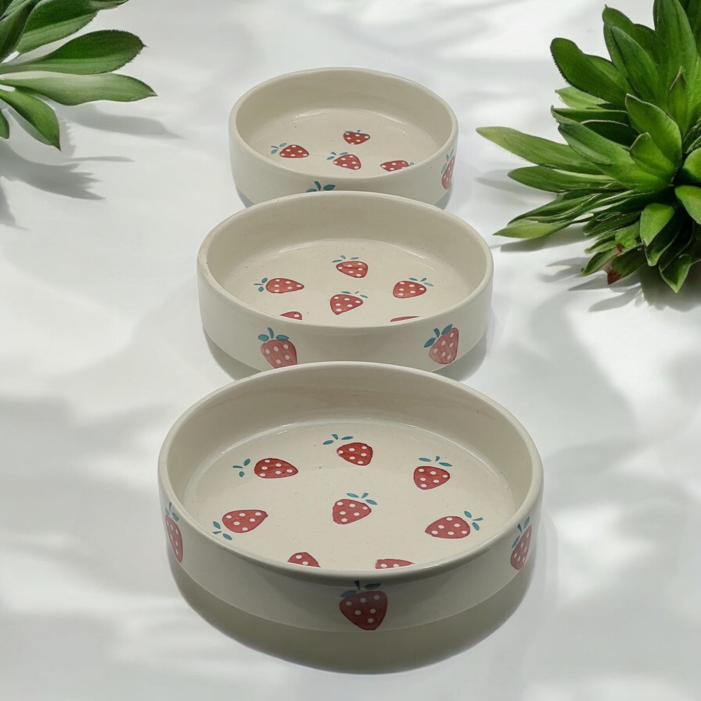 Red Strawberry Salad Snack Tray Set