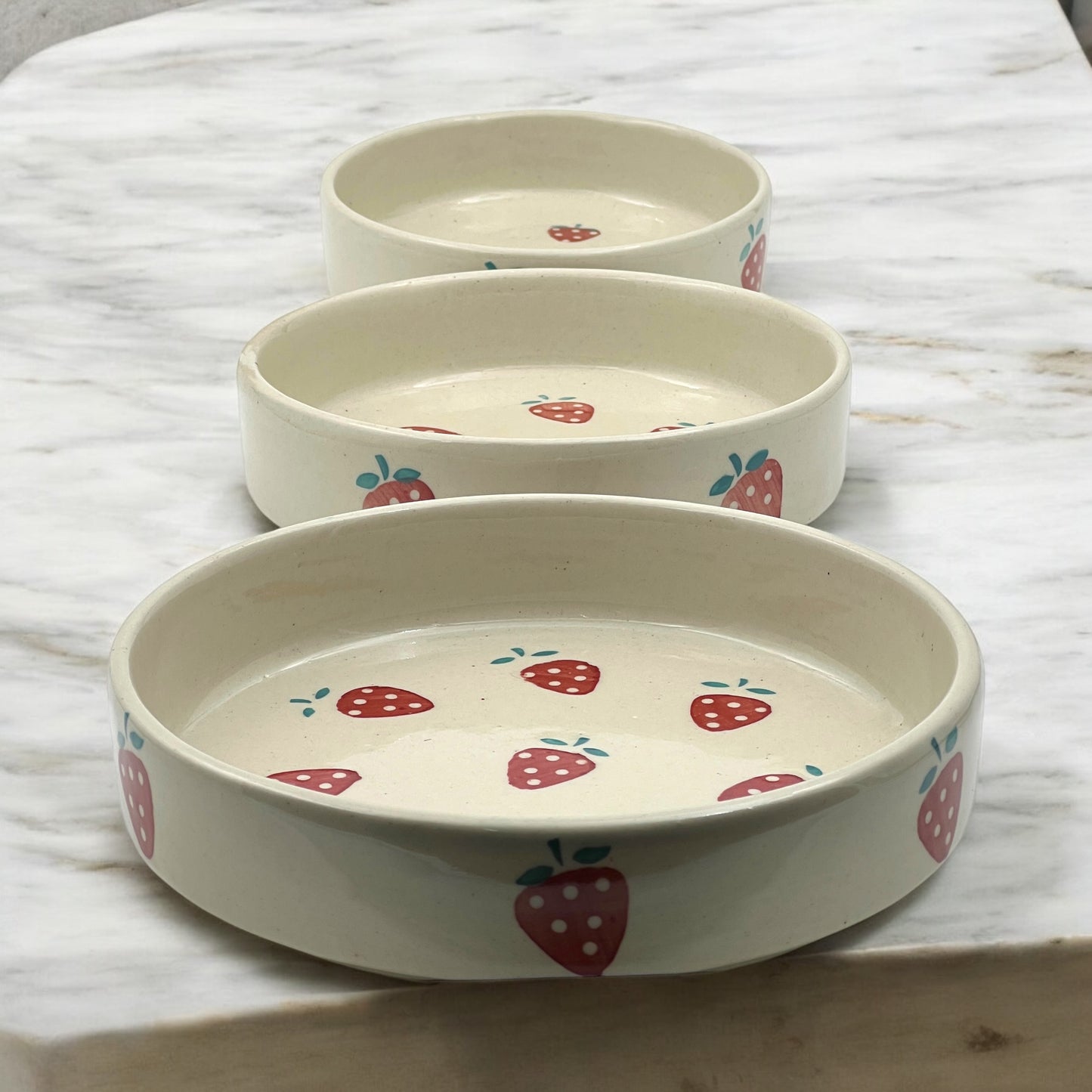 Red Strawberry Salad Snack Tray Set