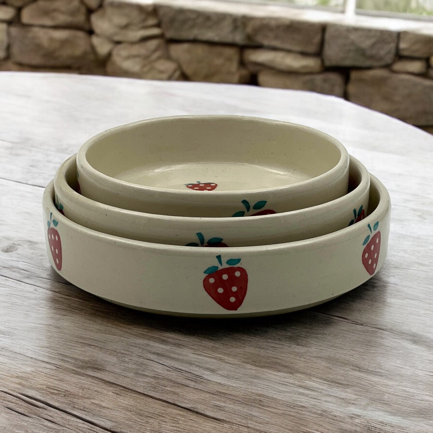 Red Strawberry Salad Snack Tray Set