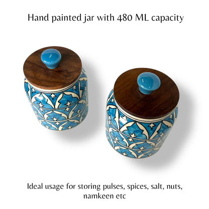 Blue Mughal Garden Jar (Set of 1)