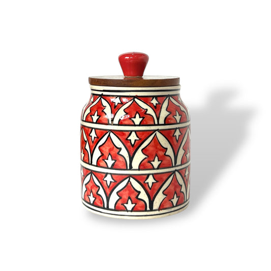 Red Mughal Garden Jar (Set of 1)