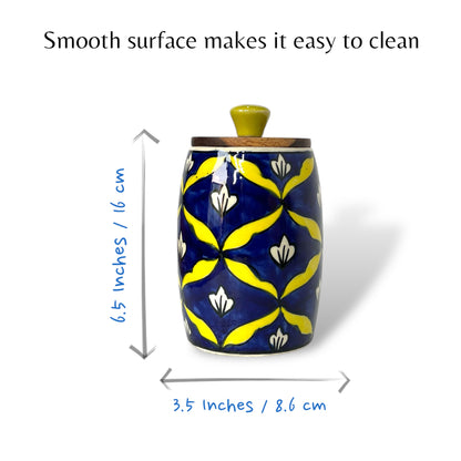 Yellow Bel Mughal Drum Jar (Set of 1)