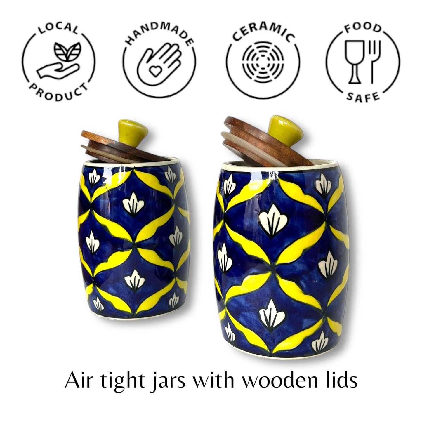 Yellow Bel Mughal Drum Jar (Set of 1)