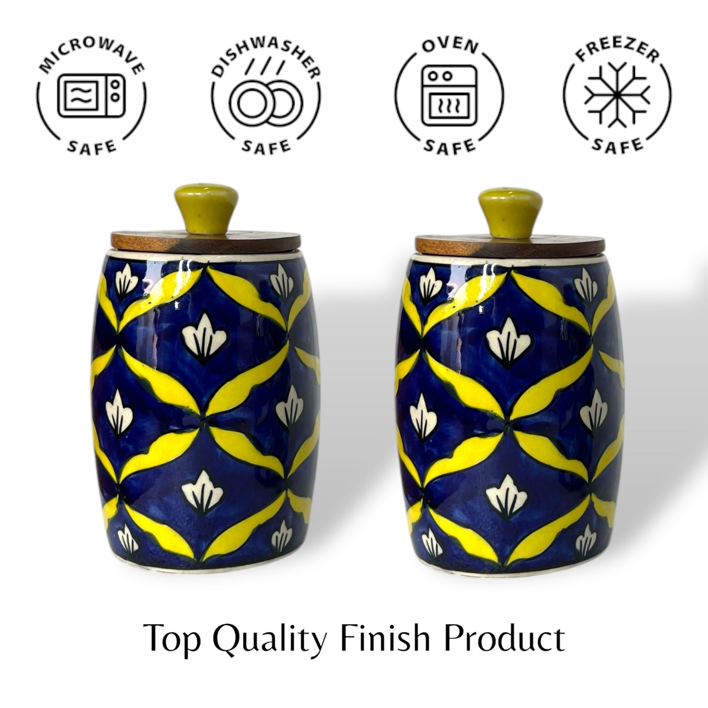 Yellow Bel Mughal Drum Jar (Set of 1)