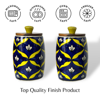 Yellow Bel Mughal Drum Jar (Set of 1)