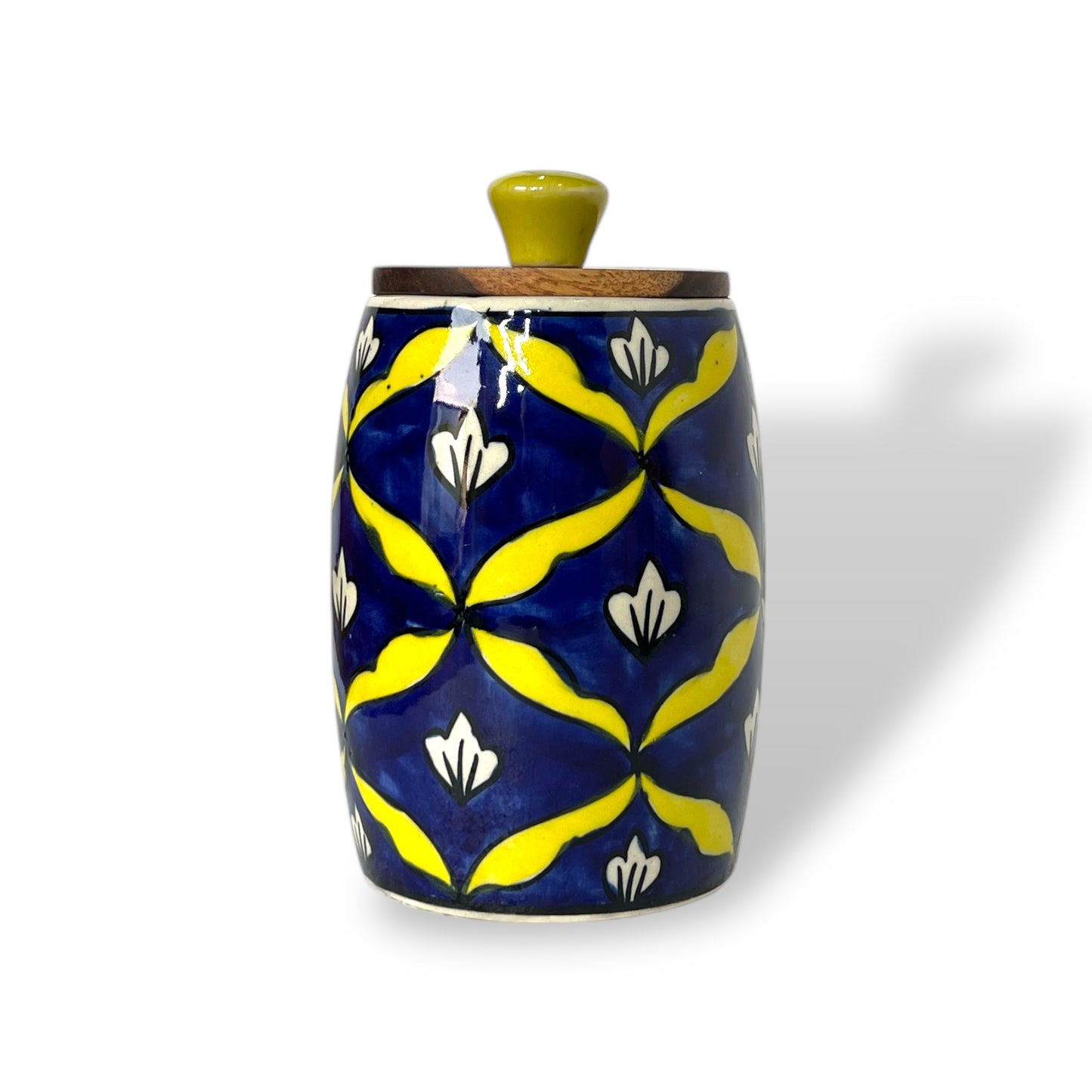 Yellow Bel Mughal Drum Jar (Set of 1)