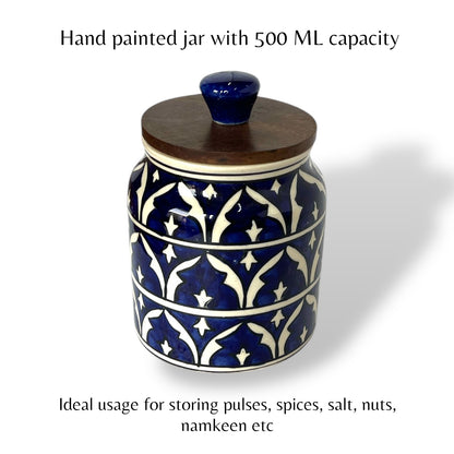 Ink Mughal Garden Jar (Set of 1)