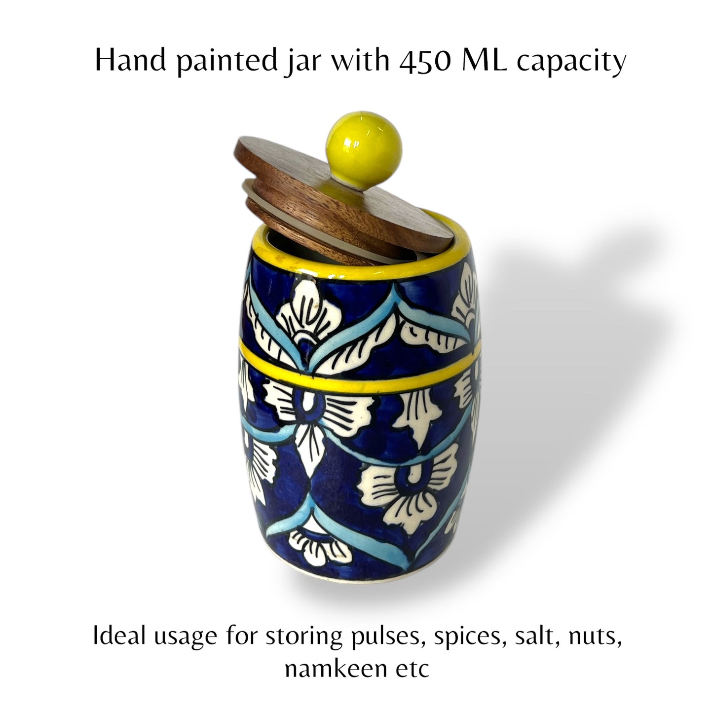 Blue Mughal Drum Jar (Set of 1)