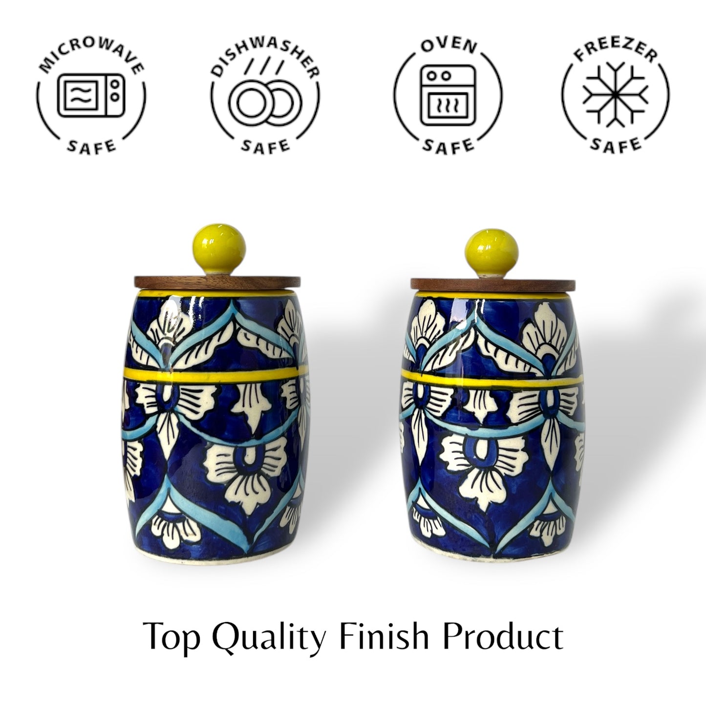 Blue Mughal Drum Jar (Set of 1)