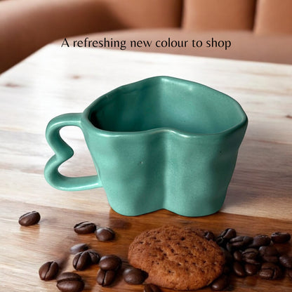 Aqua Green Hearts Coffee Mugs