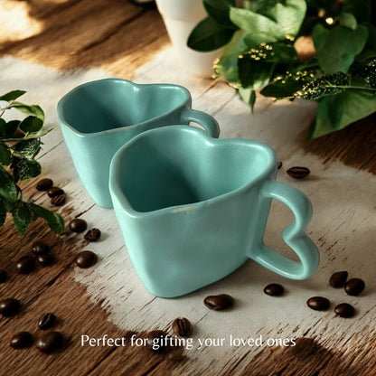 Aqua Green Hearts Coffee Mugs