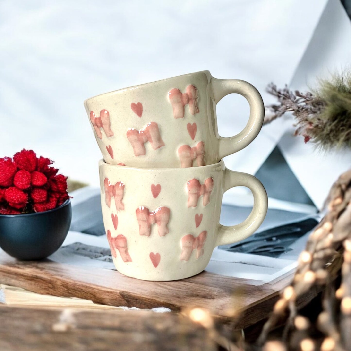 Two Bow and Hearts Mug