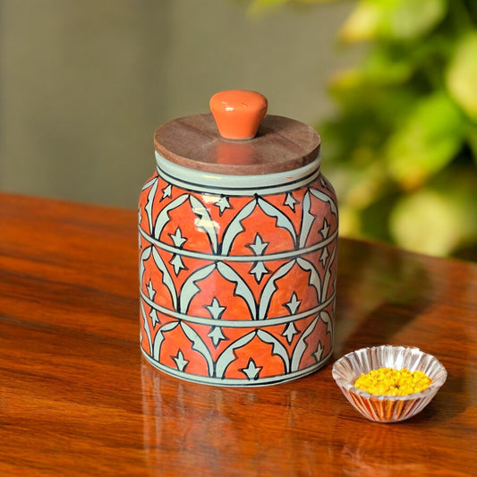 Orange Mughal Garden Jar (Set of 1)
