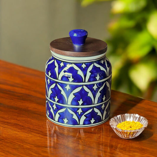 Ink Mughal Garden Jar (Set of 1)
