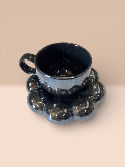 Sparkling Black Mug and Saucer (Pack of 1)