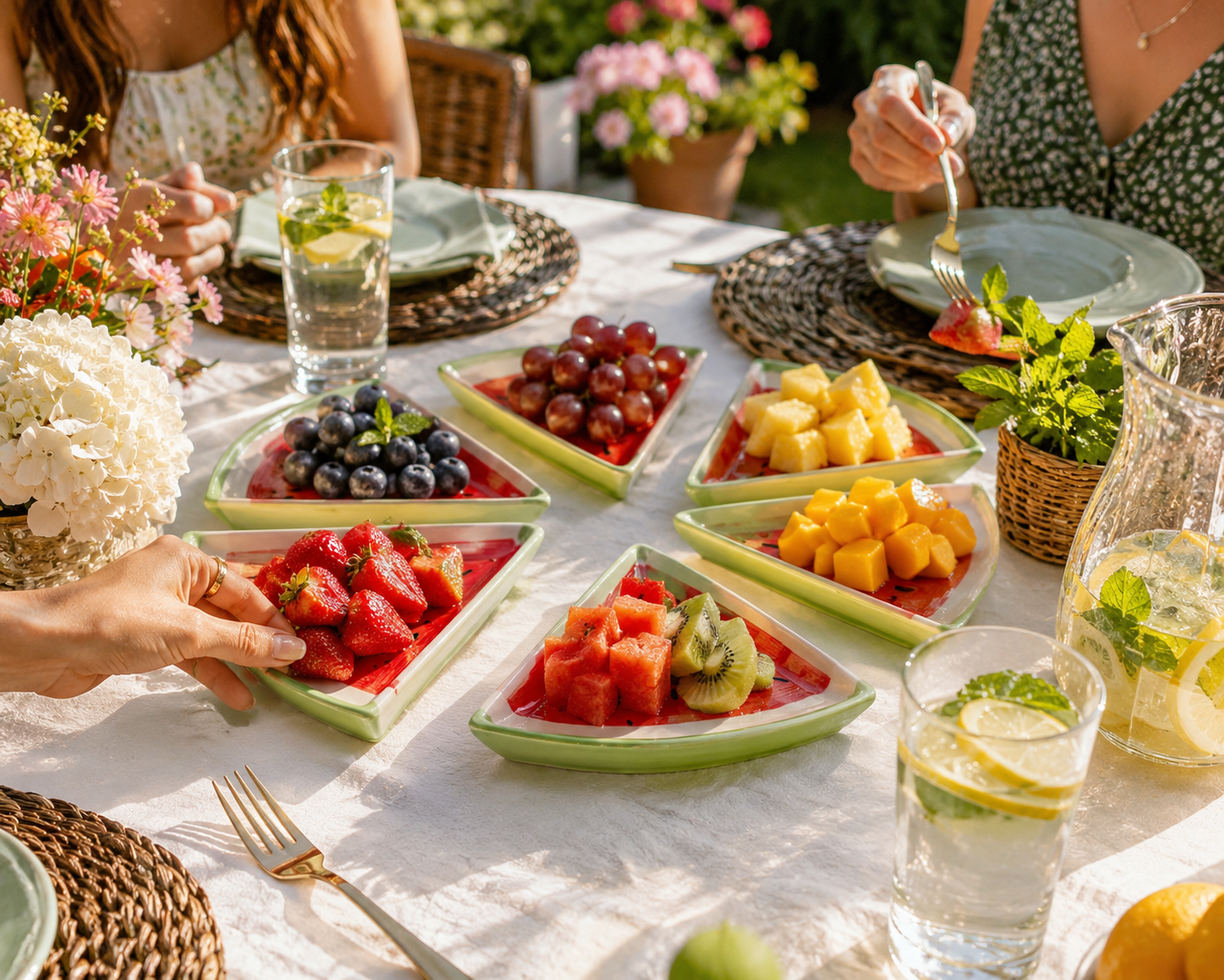 Watermelon Slice Ceramic Appetizer Plate Set