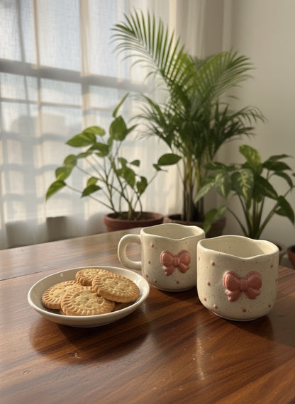 The Ribbon Mug Offwhite (Pack of 2)